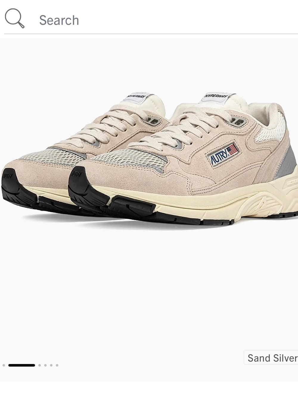 Womens Autry Hyperway Suede Mesh Trainer in Sand Silver